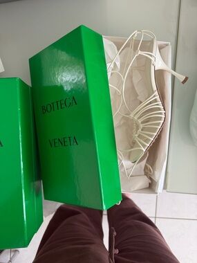 Bottega Veneta Ivory Strappy Heeled Sandals
